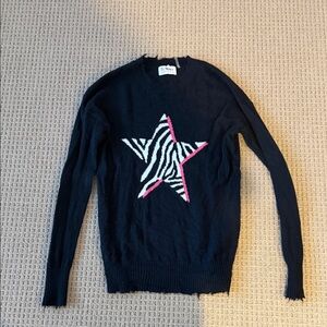 Cashmere Black Star Zebra Crewneck Sweater - 21 Miles